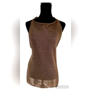 NWOT Free People Tank top with mesh material and glittery color: rose gold